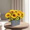 Spring Tabletop Decor – Artificial Sunflower Arrangement in Metal Basket with Eucalyptus Leaves & Mini Flowers, Realistic Faux Sunflower Floral Centerpiece for Dining Table, Coffee Table & Farmhouse Home Decor (11")